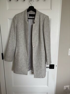 Zara Light Gray Open-Front Trench Coat